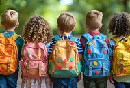 kids with backpacks - Copyright – Stock Photo / Register Mark