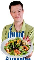 Man holding large salad. - Copyright – Stock Photo / Register Mark