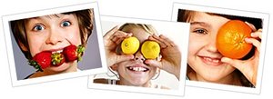 Girl holding orange up to her eye. - Copyright – Stock Photo / Register Mark